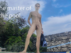 Twink Pool Boy Enjoys His Job And Jerks His Huge Uncut Cock By The Pool