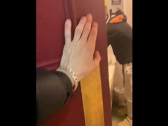Twink sucks dick & swallows cum in public toilet