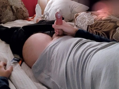 After workout teen boy decided to jerk off with a condom on