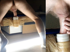 Guy after work hard fucks an artificial anus