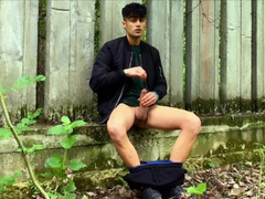 Bad boy´s cock sounding outdoor - visible movements inside urethra