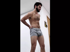 Gym stud flexing his alpha muscles - hairy chested hot guy